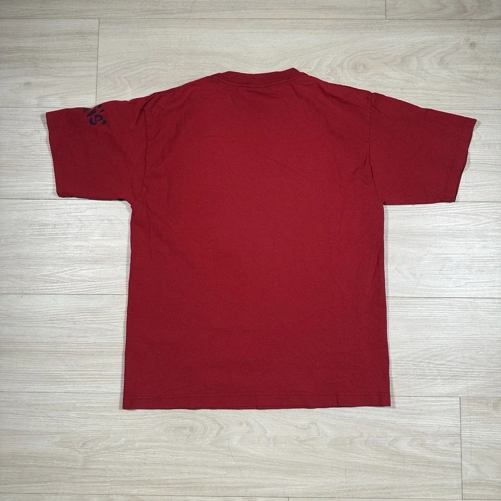 Rare Vintage Levi's Find your own way Spell Out T Shirt 90s Jeans Red Size Large